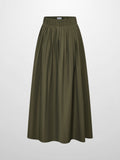 Elastic Waist Taffeta Skirt - Olive
