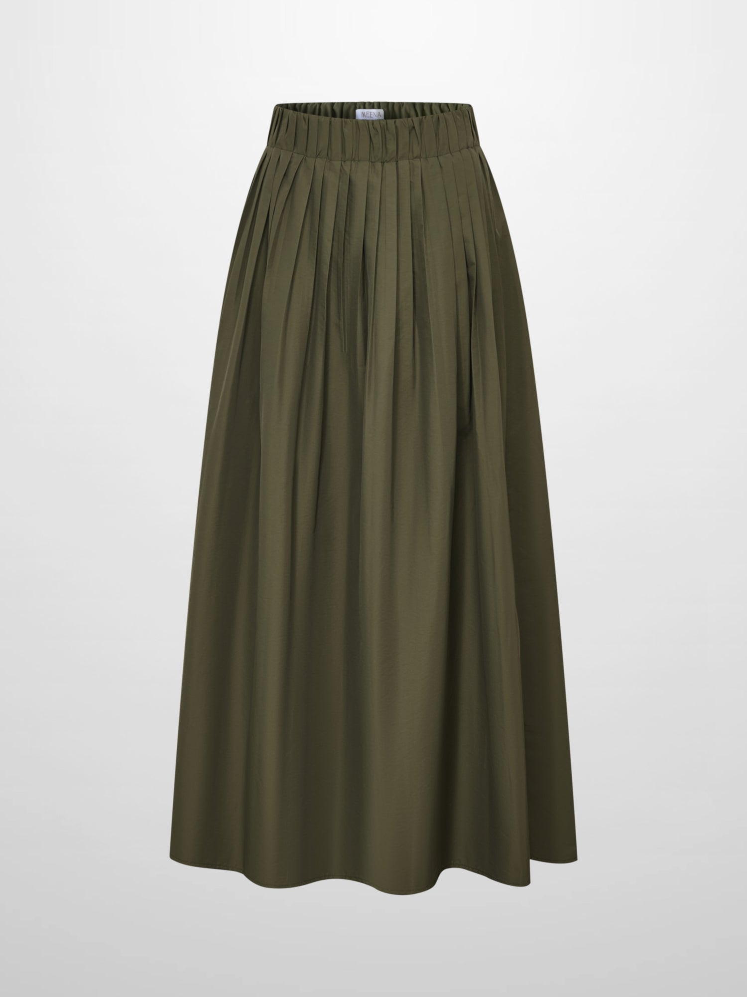 Elastic Waist Taffeta Skirt - Olive