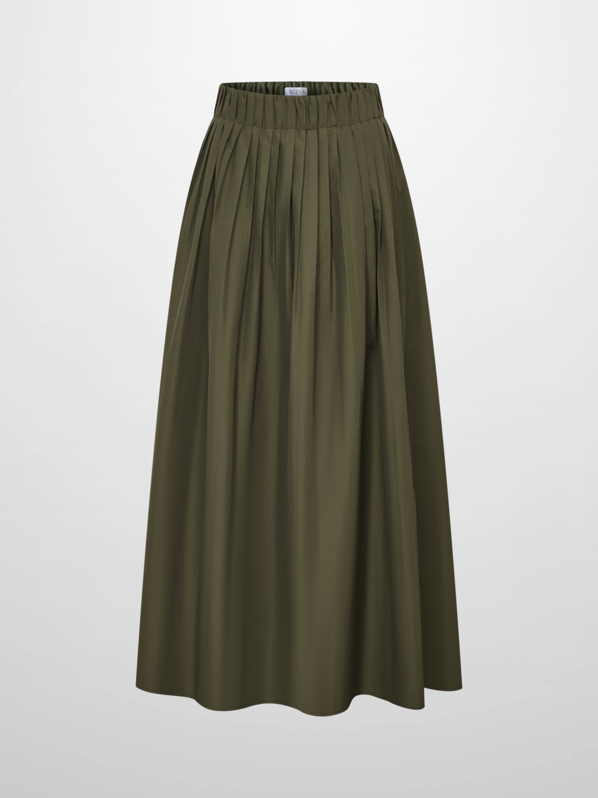Elastic Waist Taffeta Skirt - Olive