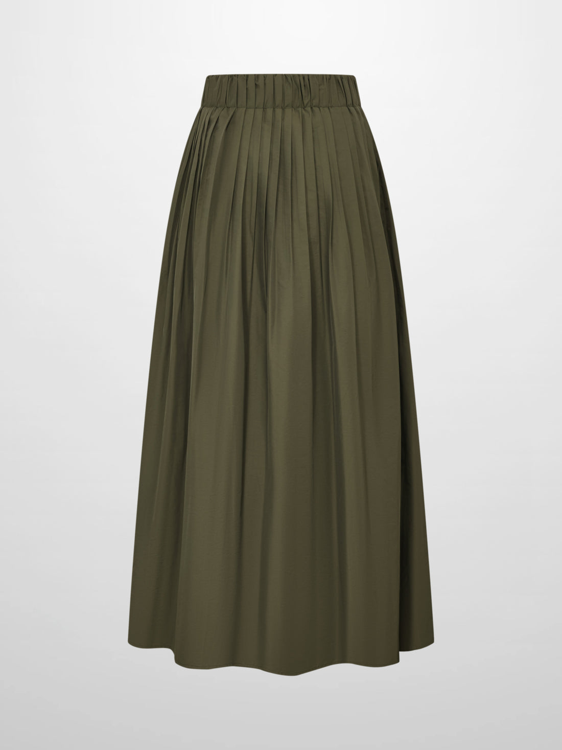 Elastic Waist Taffeta Skirt - Olive
