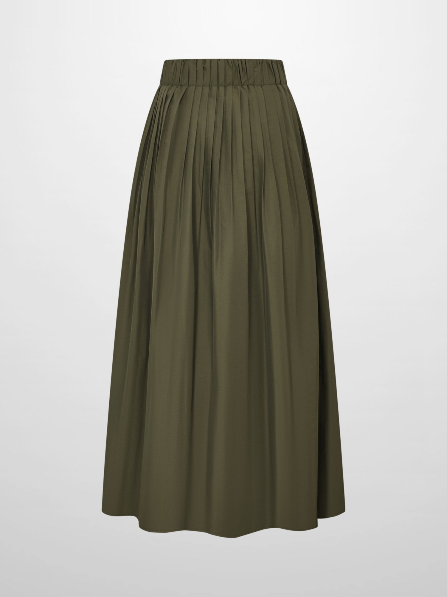 Elastic Waist Taffeta Skirt - Olive