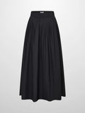 Elastic Waist Taffeta Skirt - Black