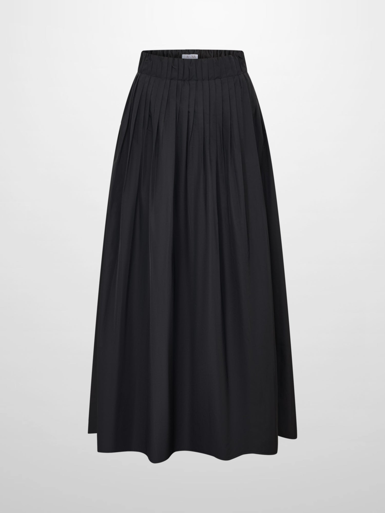 Elastic Waist Taffeta Skirt - Black
