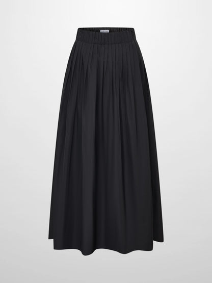 Elastic Waist Taffeta Skirt - Black