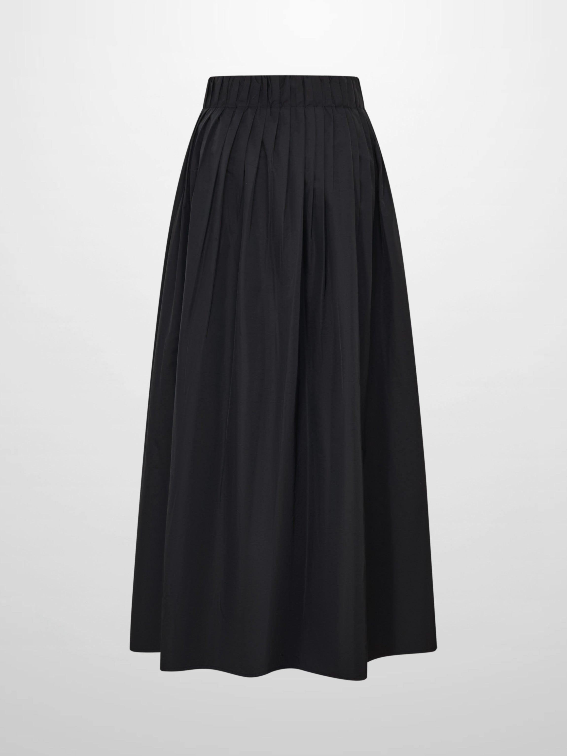Elastic Waist Taffeta Skirt - Black