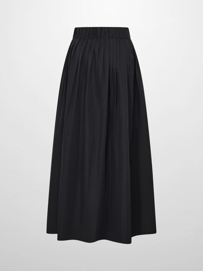 Elastic Waist Taffeta Skirt - Black