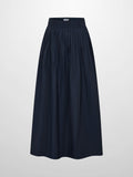Elastic Waist Taffeta Skirt - Navy