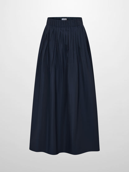 Elastic Waist Taffeta Skirt - Navy