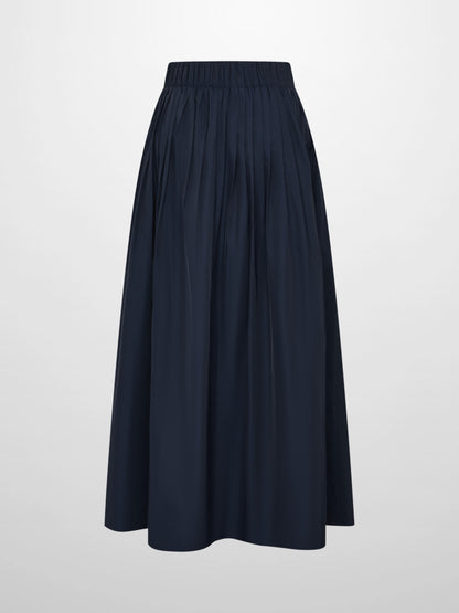Elastic Waist Taffeta Skirt - Navy