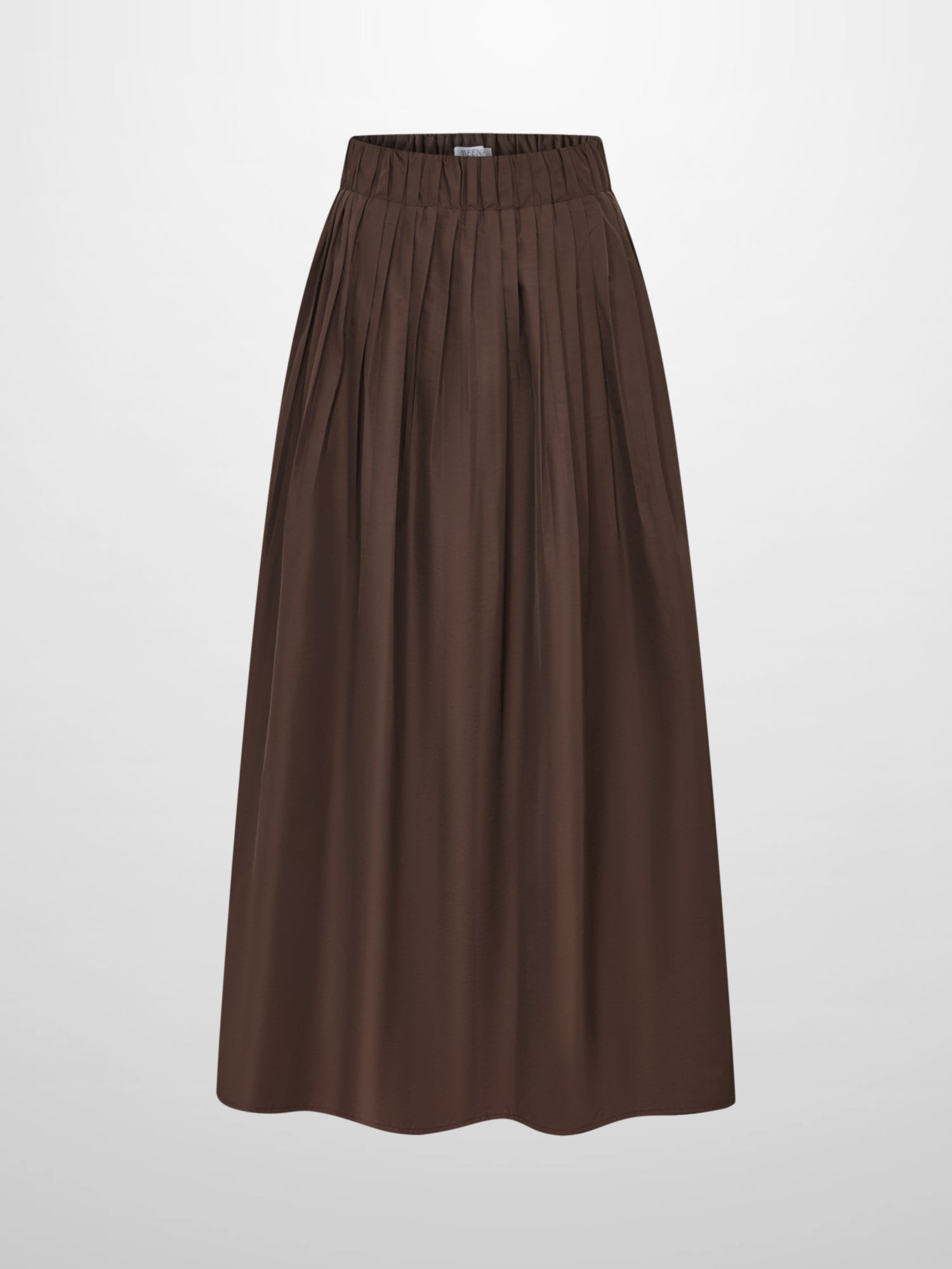 Elastic Waist Taffeta Skirt - Brown