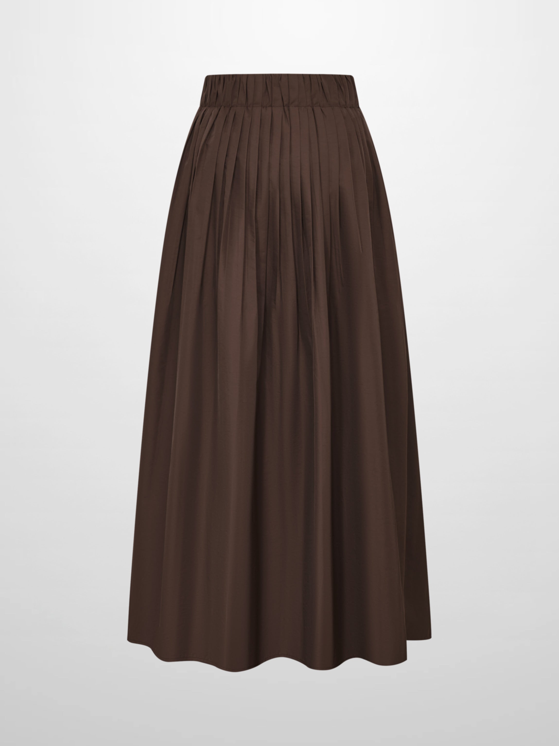 Elastic Waist Taffeta Skirt - Brown