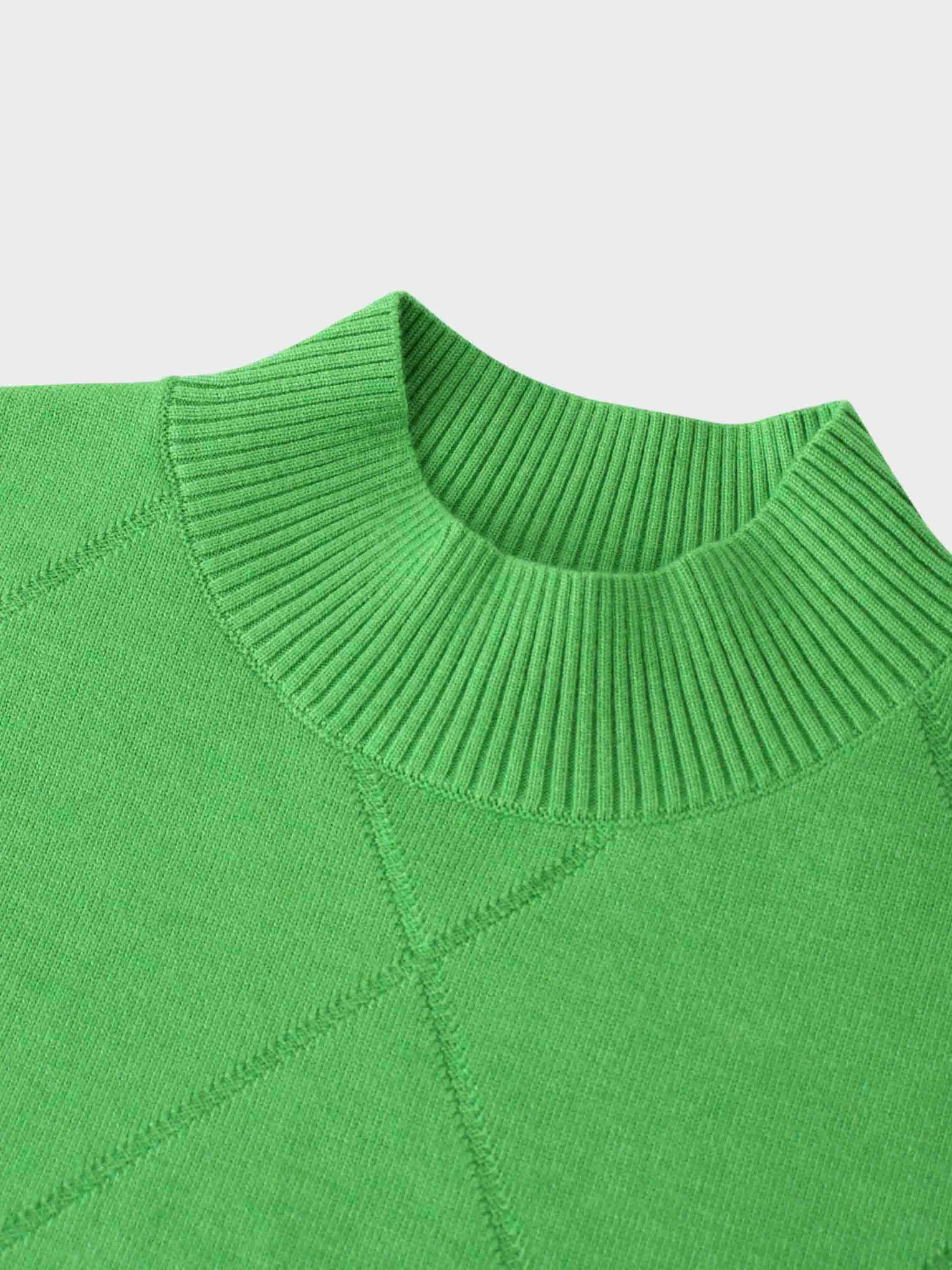 Oversized Diamond Detail Sweater-Kelley Green