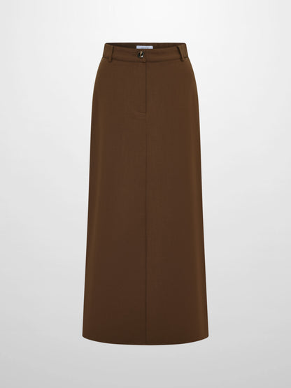 Pleat Back Skirt - Brown