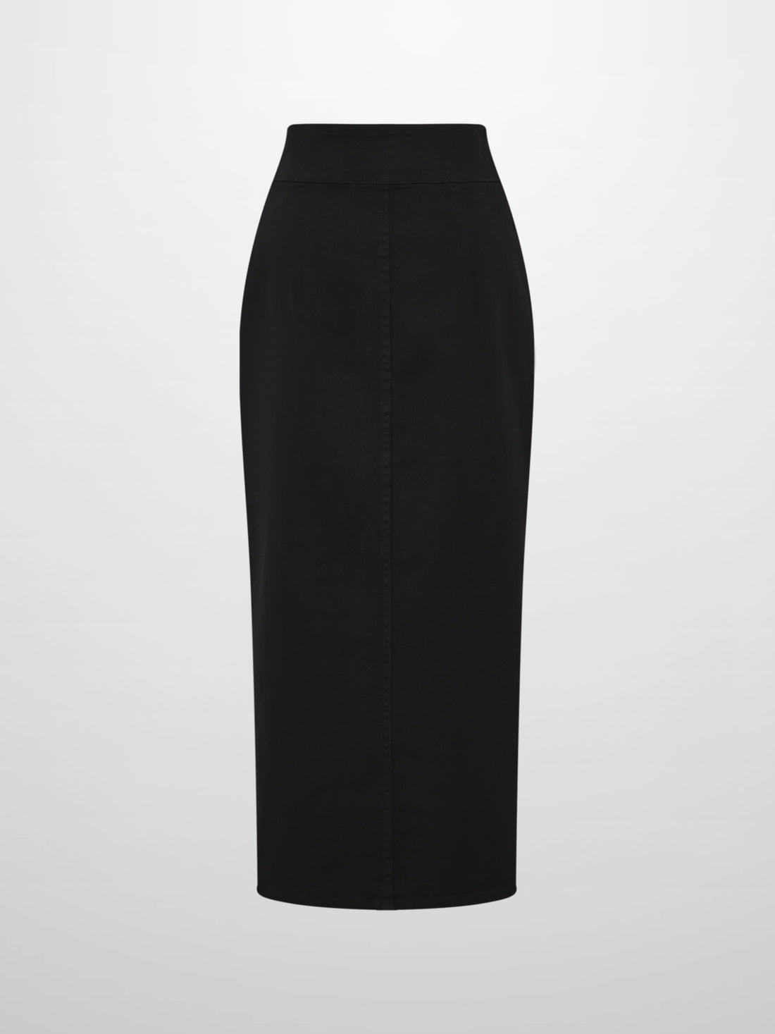 Button Down Straight Denim Skirt - Black