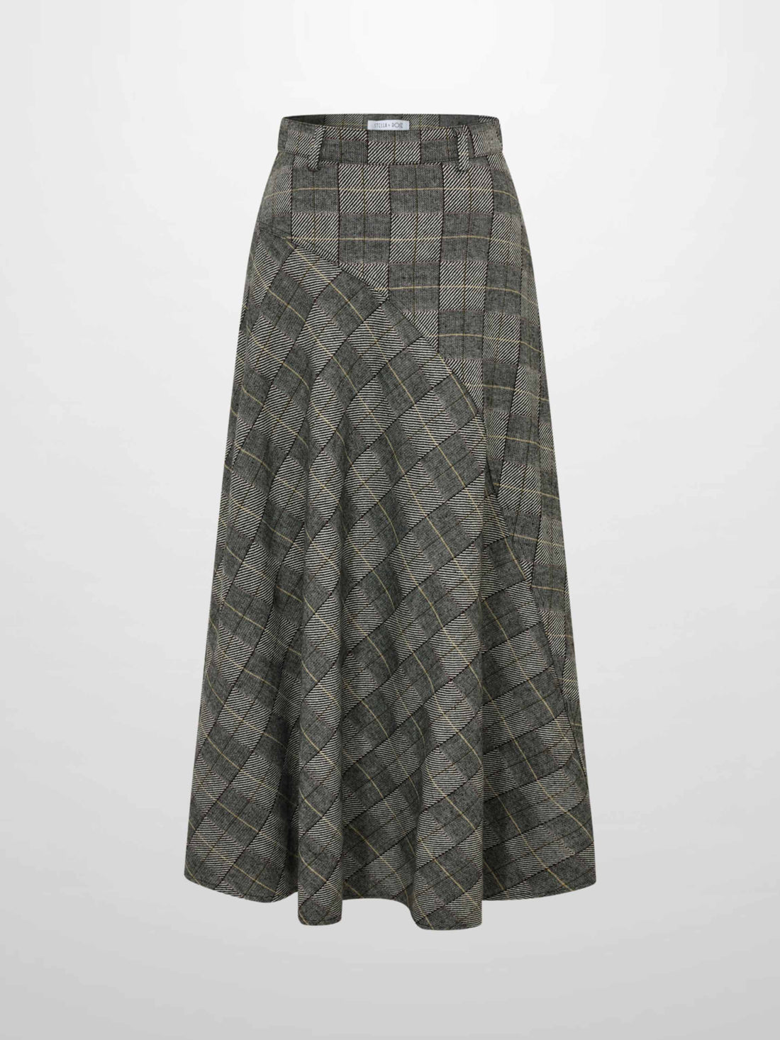 Curved Seam Full Skirt - Boxed Plaid