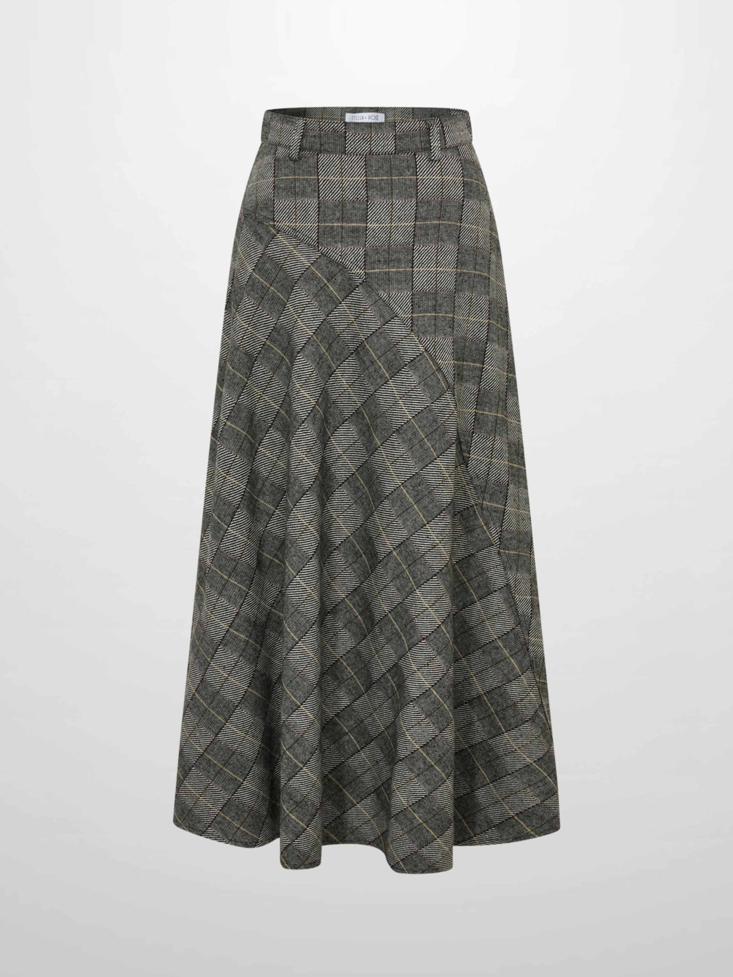 Curved Seam Full Skirt - Boxed Plaid