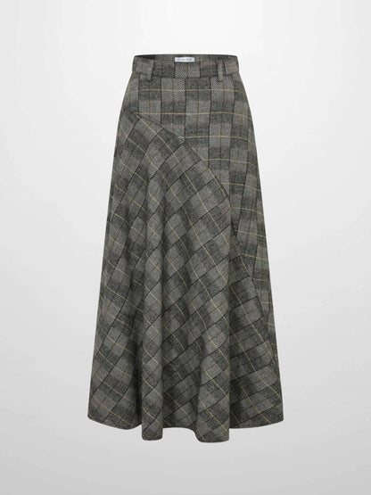 Curved Seam Full Skirt - Boxed Plaid