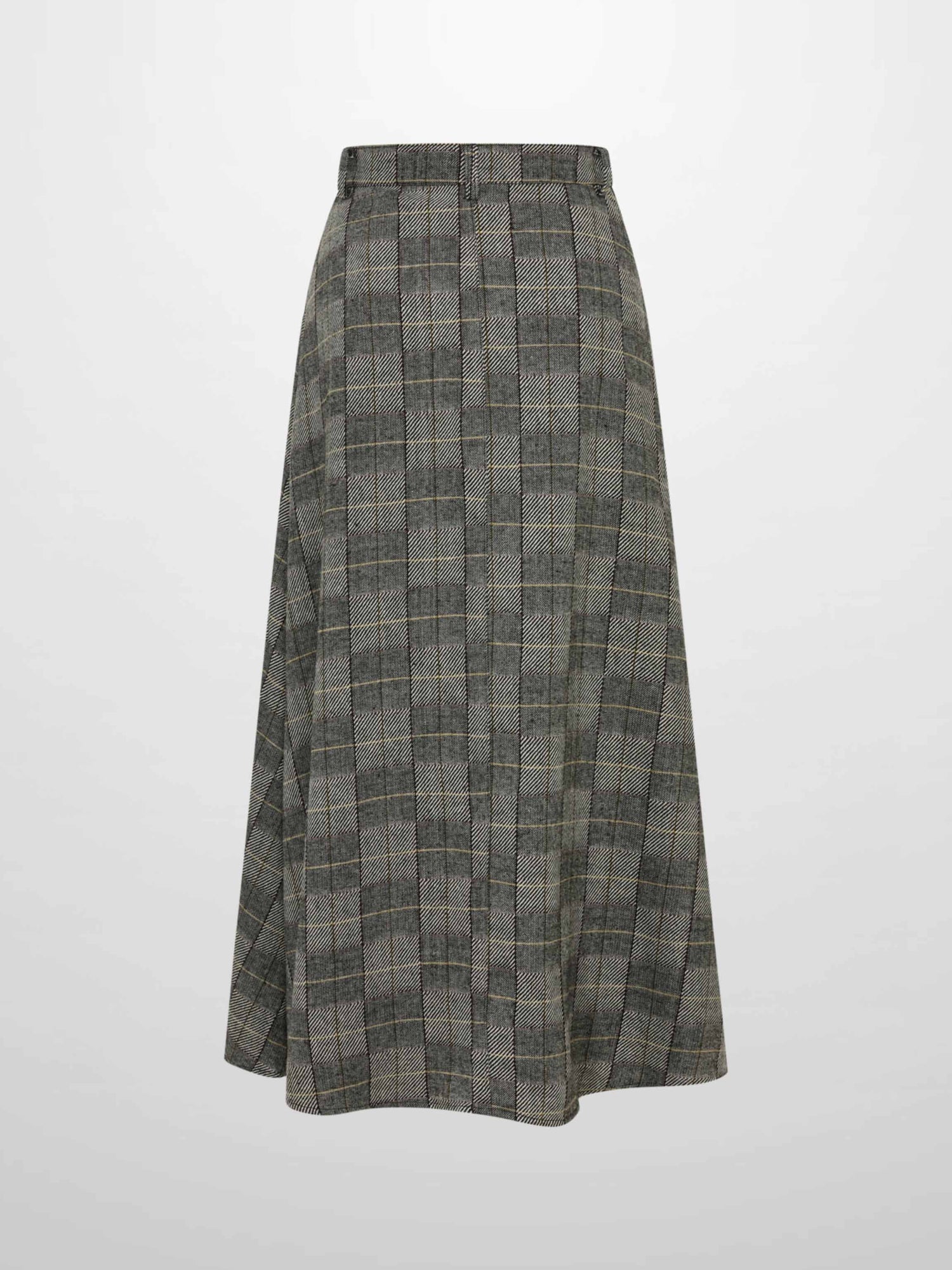 Curved Seam Full Skirt - Boxed Plaid