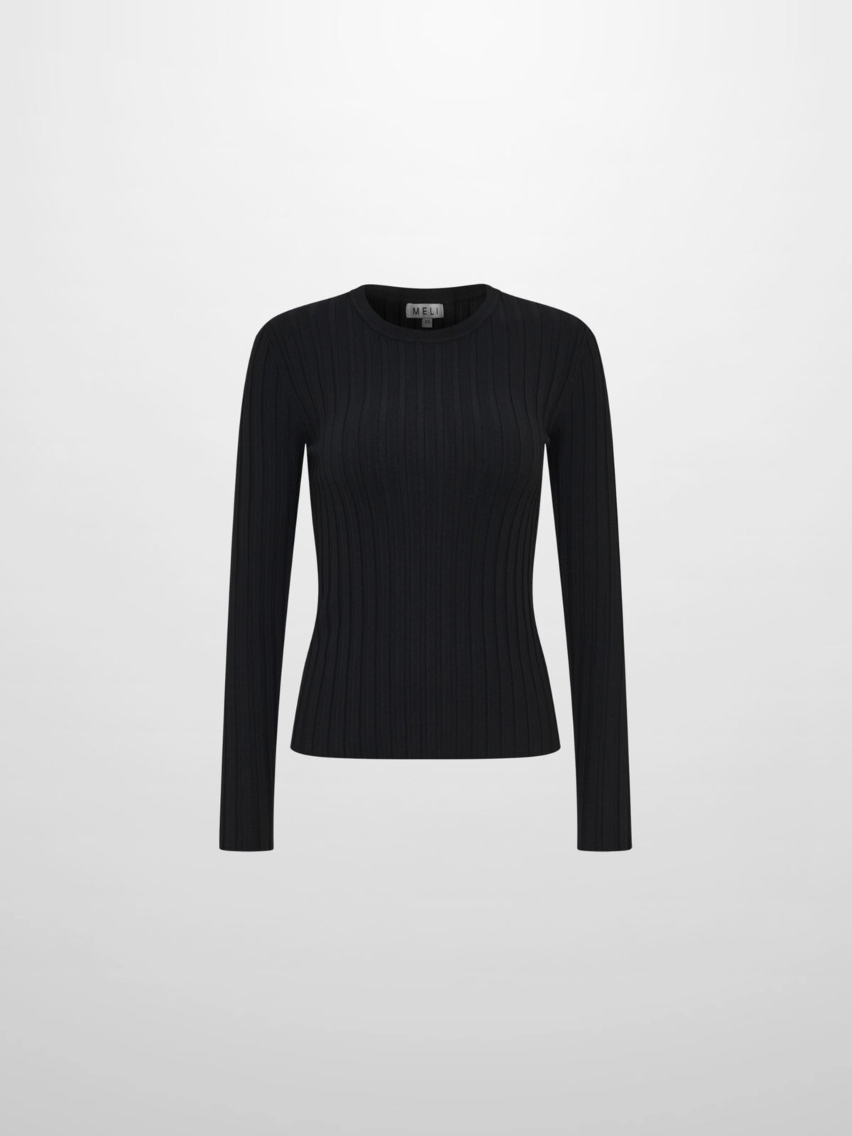 Ribbed Crew Neck Sweater - Black