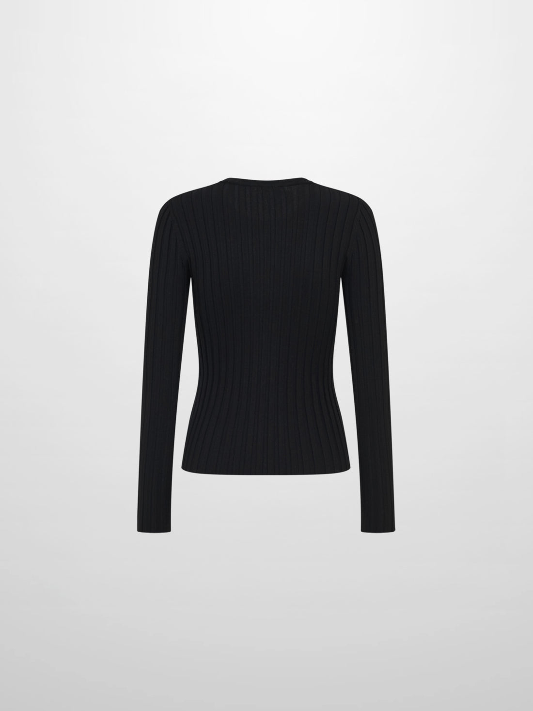Ribbed Crew Neck Sweater - Black