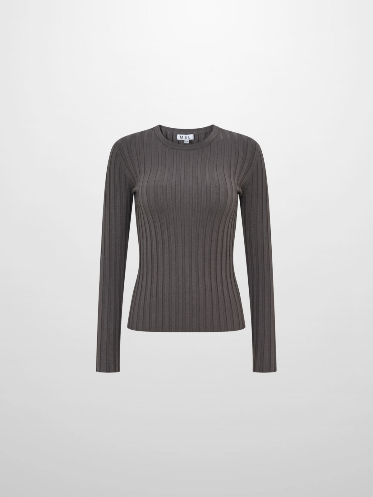 Ribbed Crew Neck Sweater - Grey