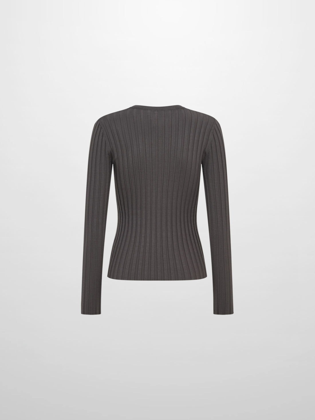 Ribbed Crew Neck Sweater - Grey