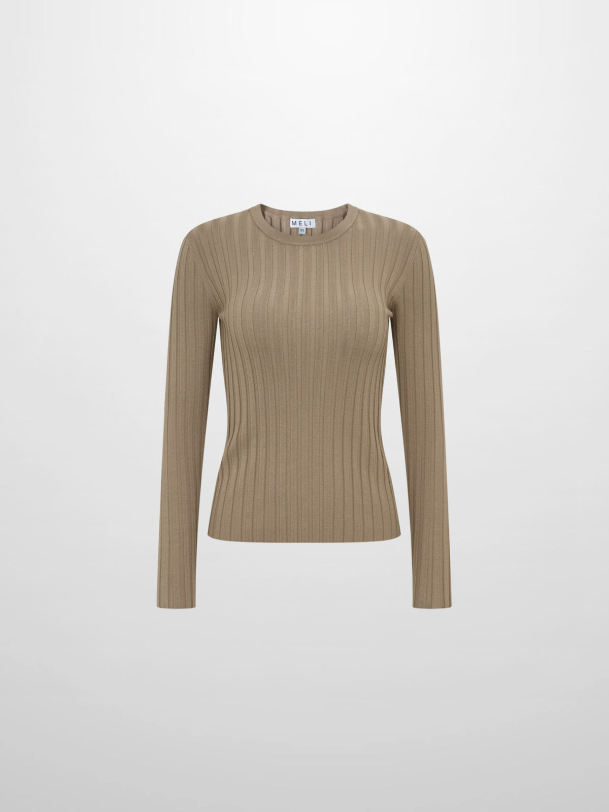 Ribbed Crew Neck Sweater - Warm Taupe