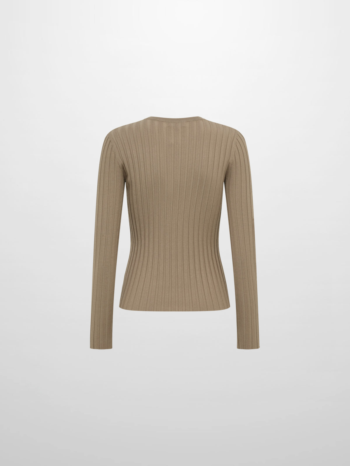 Ribbed Crew Neck Sweater - Warm Taupe