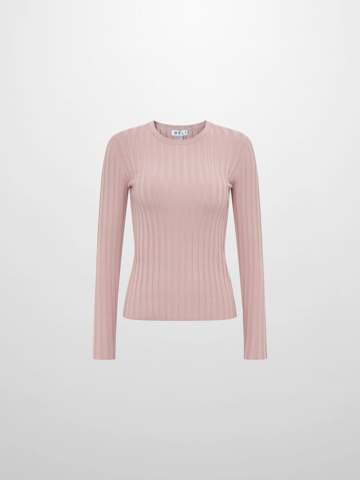 Ribbed Crew Neck Sweater - Pink