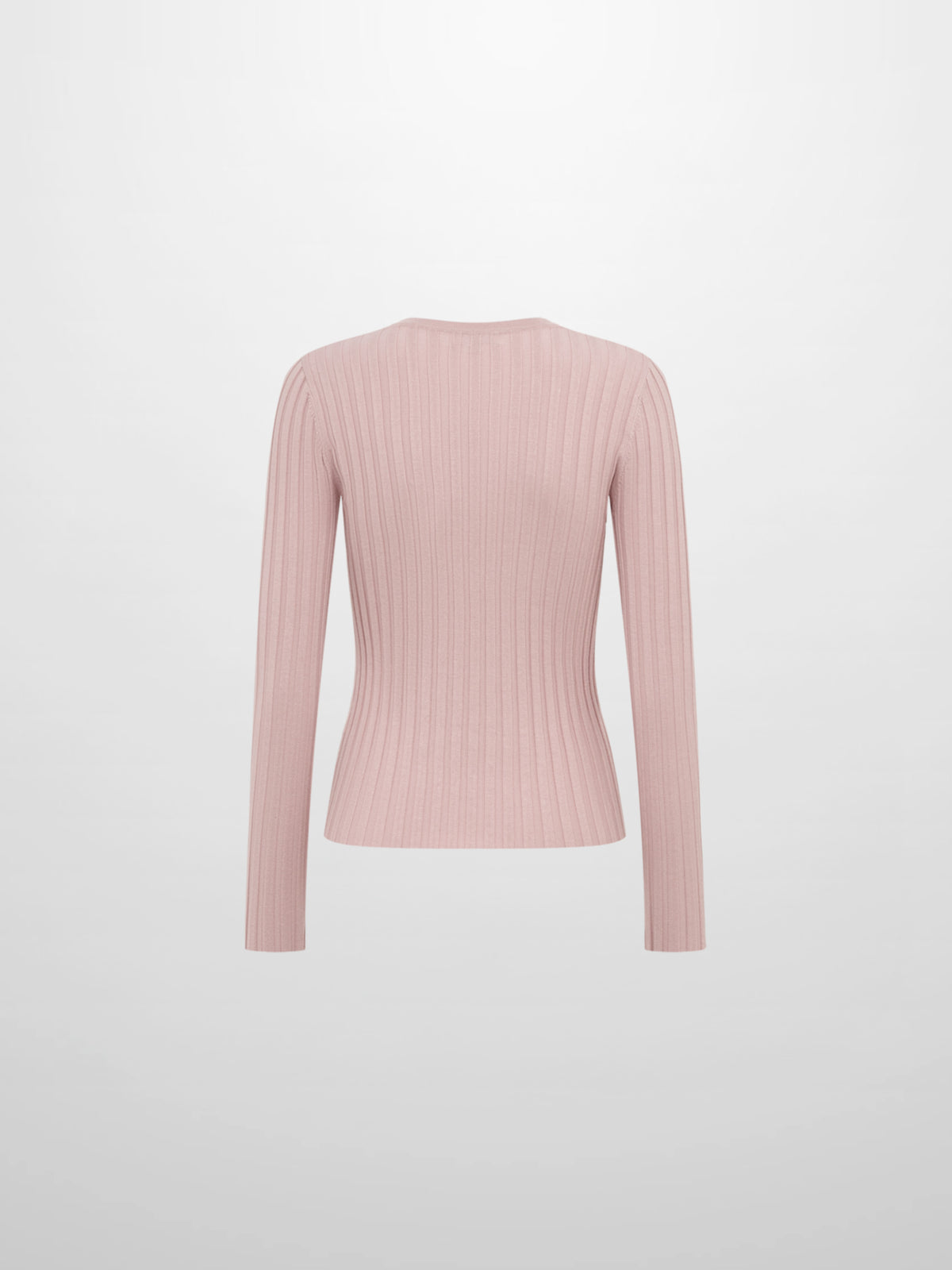 Ribbed Crew Neck Sweater - Pink