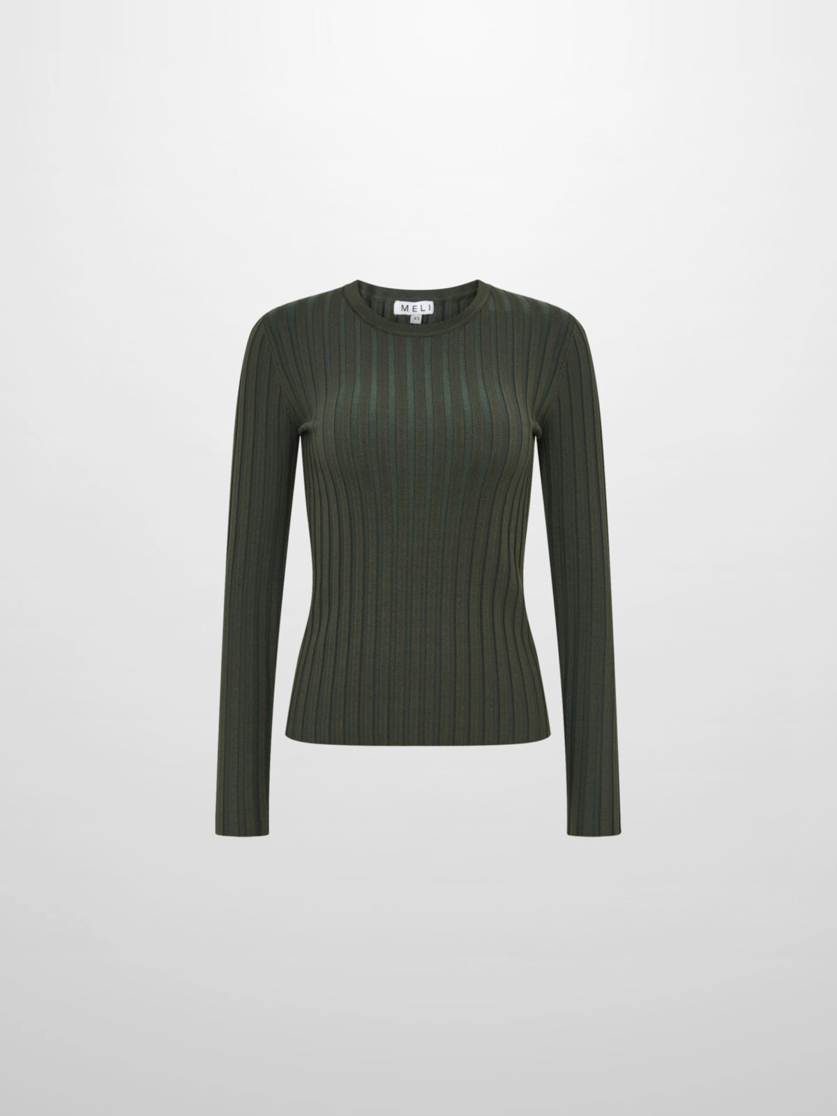 Ribbed Crew Neck Sweater - Green