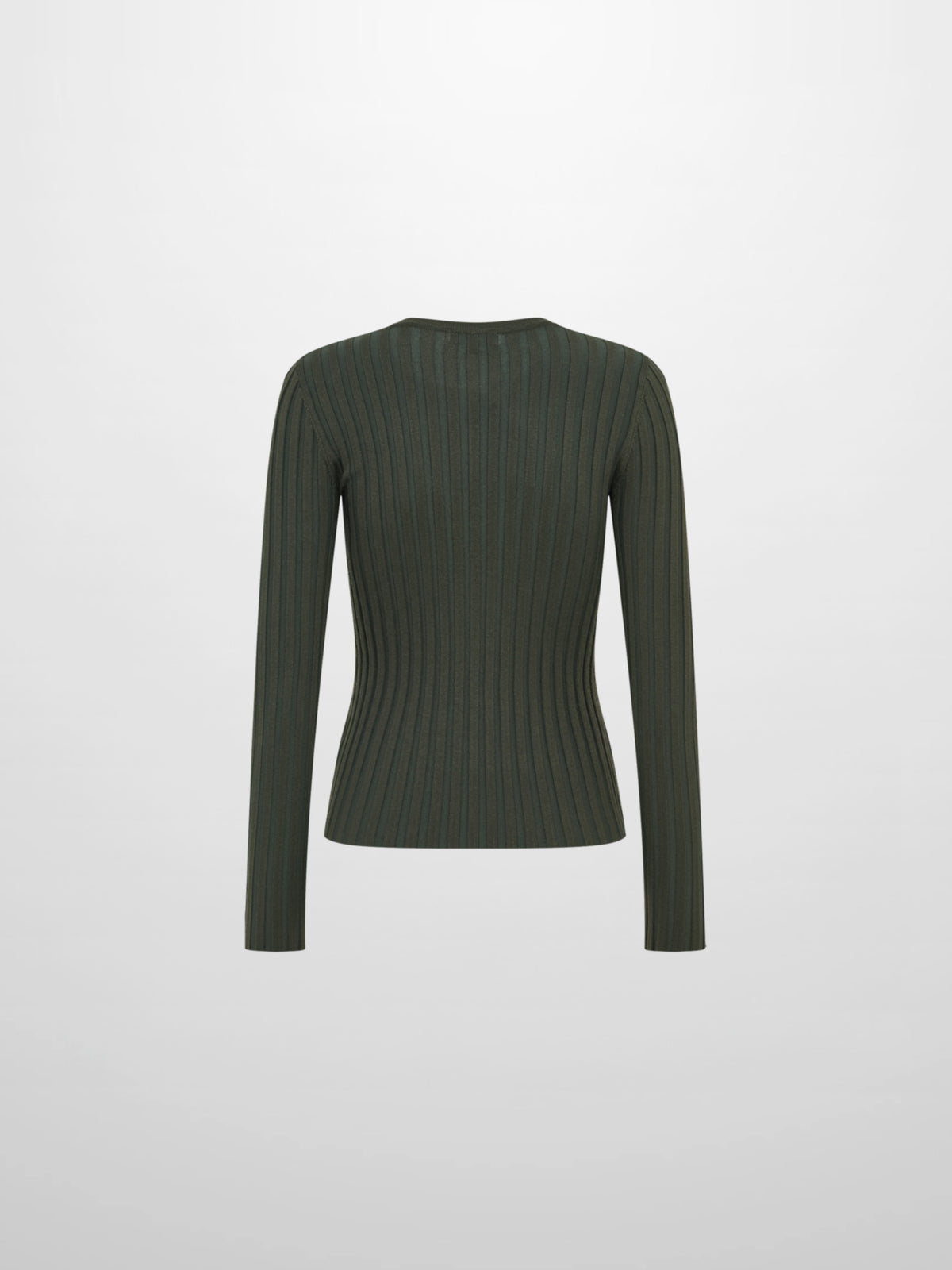 Ribbed Crew Neck Sweater - Green