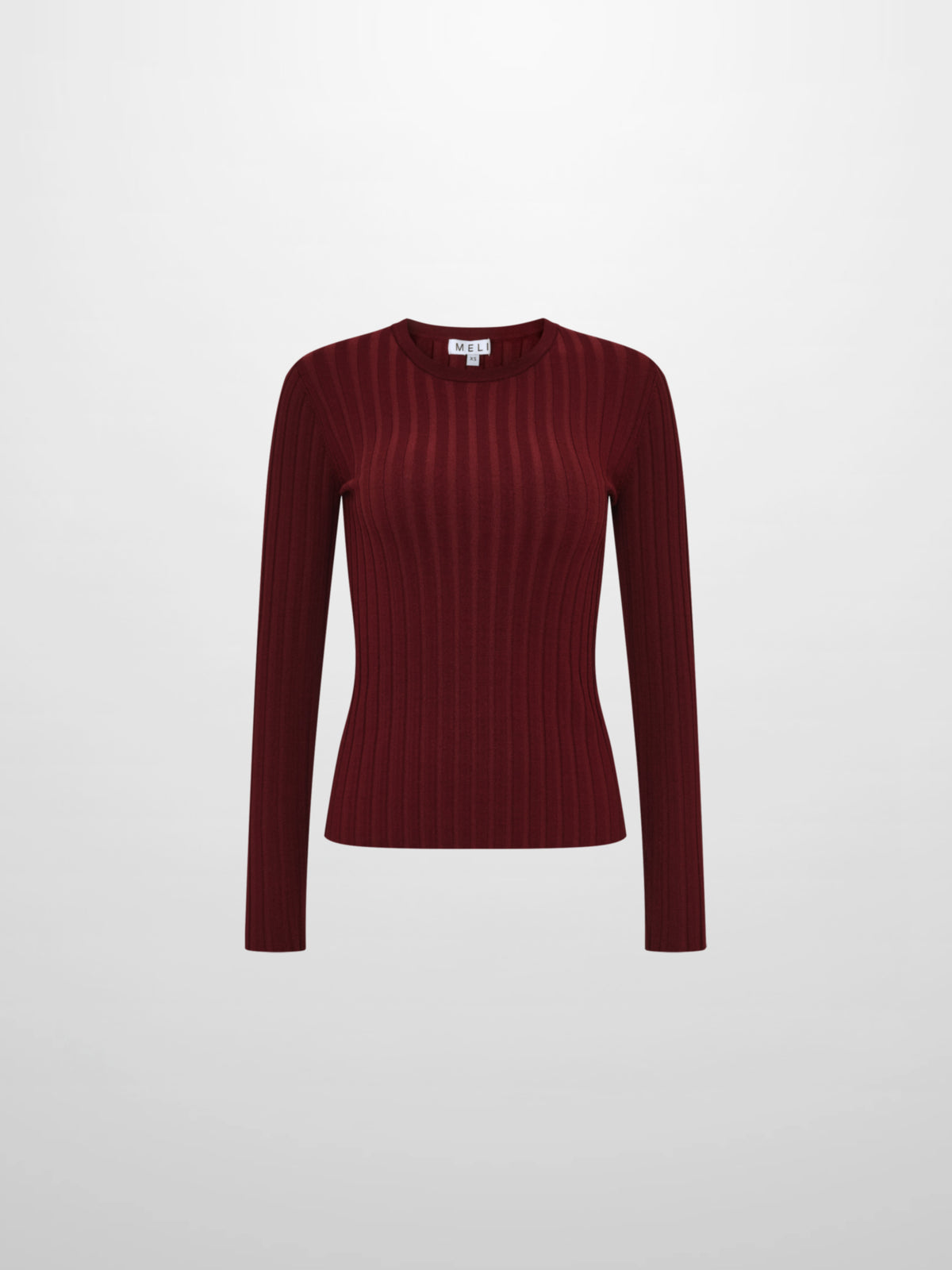 Ribbed Crew Neck Sweater - Burgundy