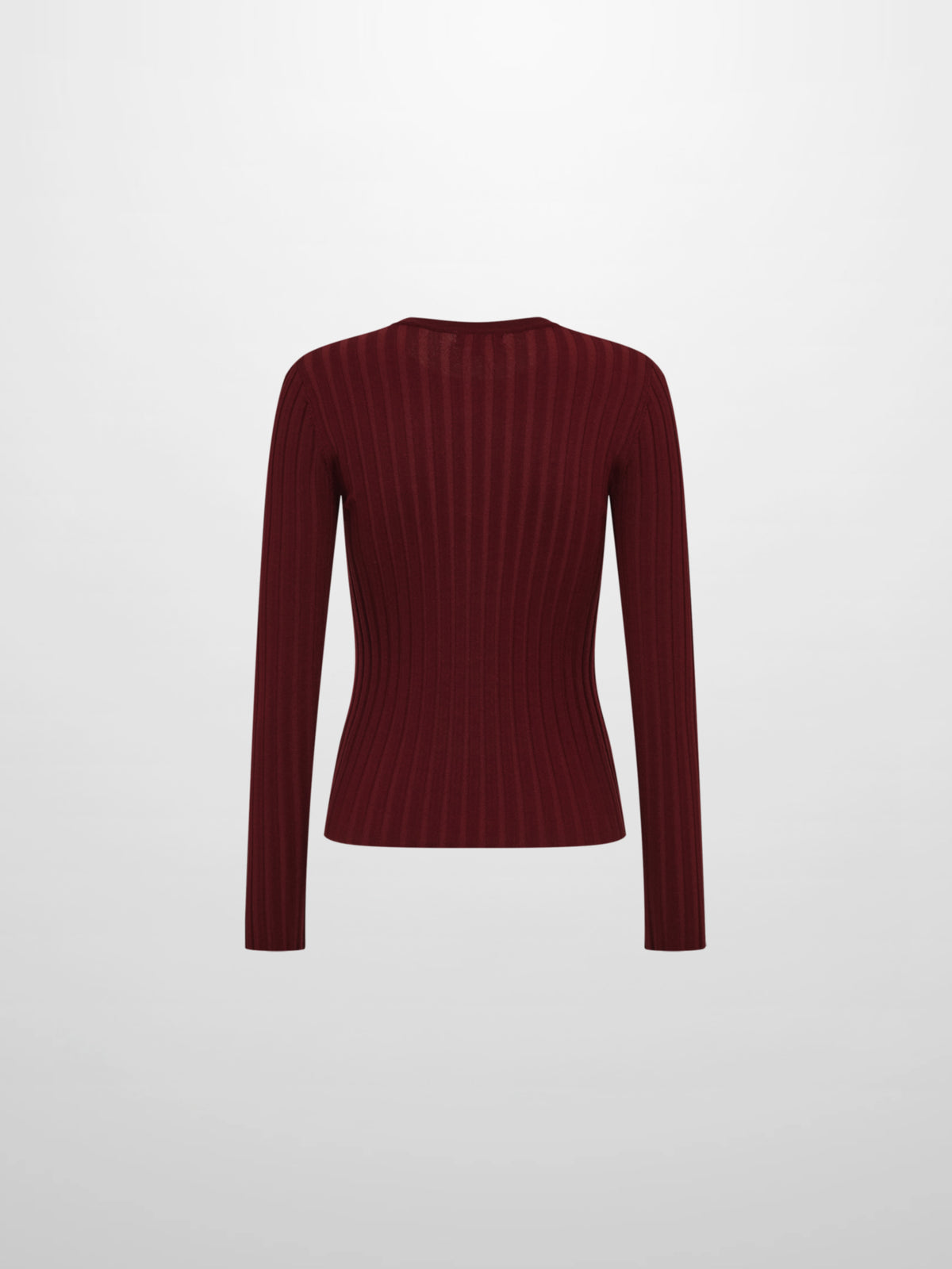 Ribbed Crew Neck Sweater - Burgundy