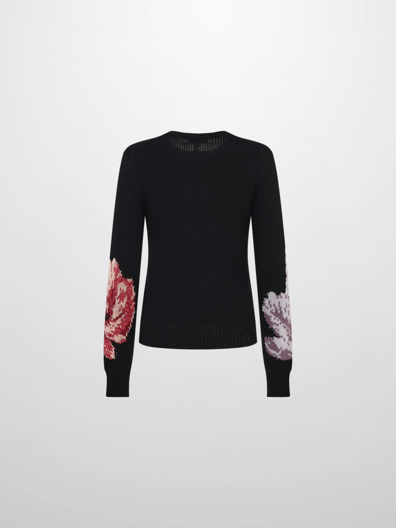 Loose Knit Flower Sweater - Black/Pink