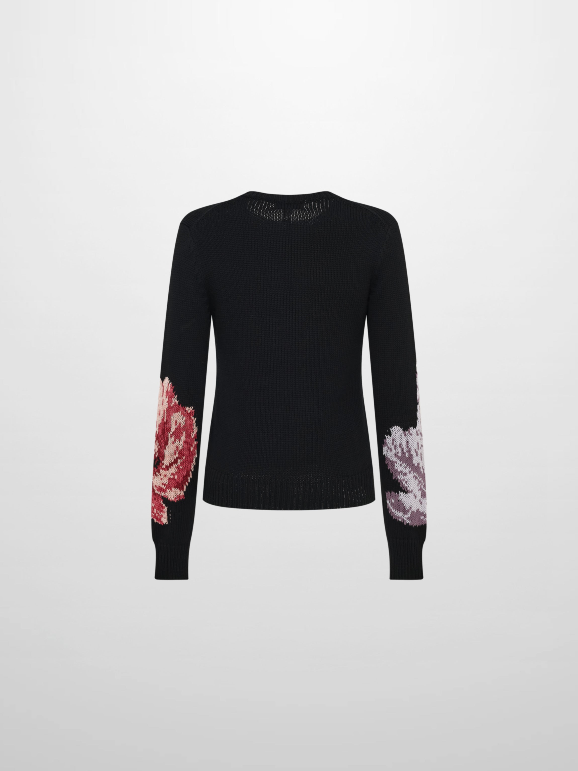 Loose Knit Flower Sweater - Black/Pink