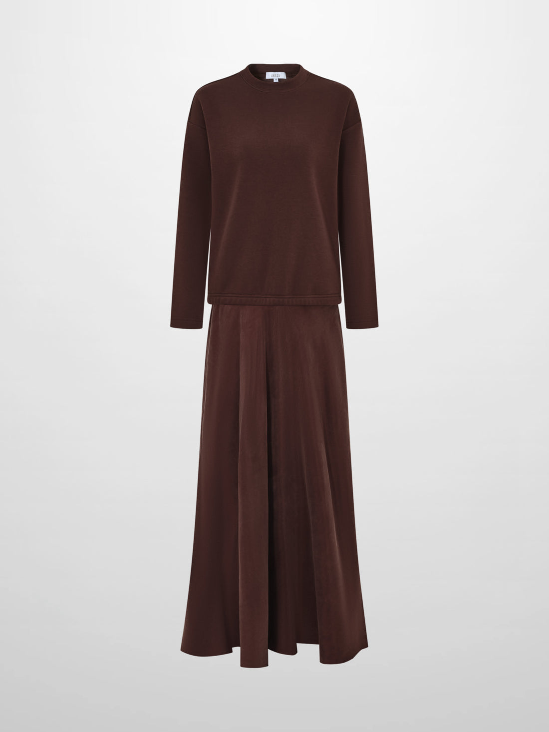 Cupro Bottom Sweatshirt Dress-Brown