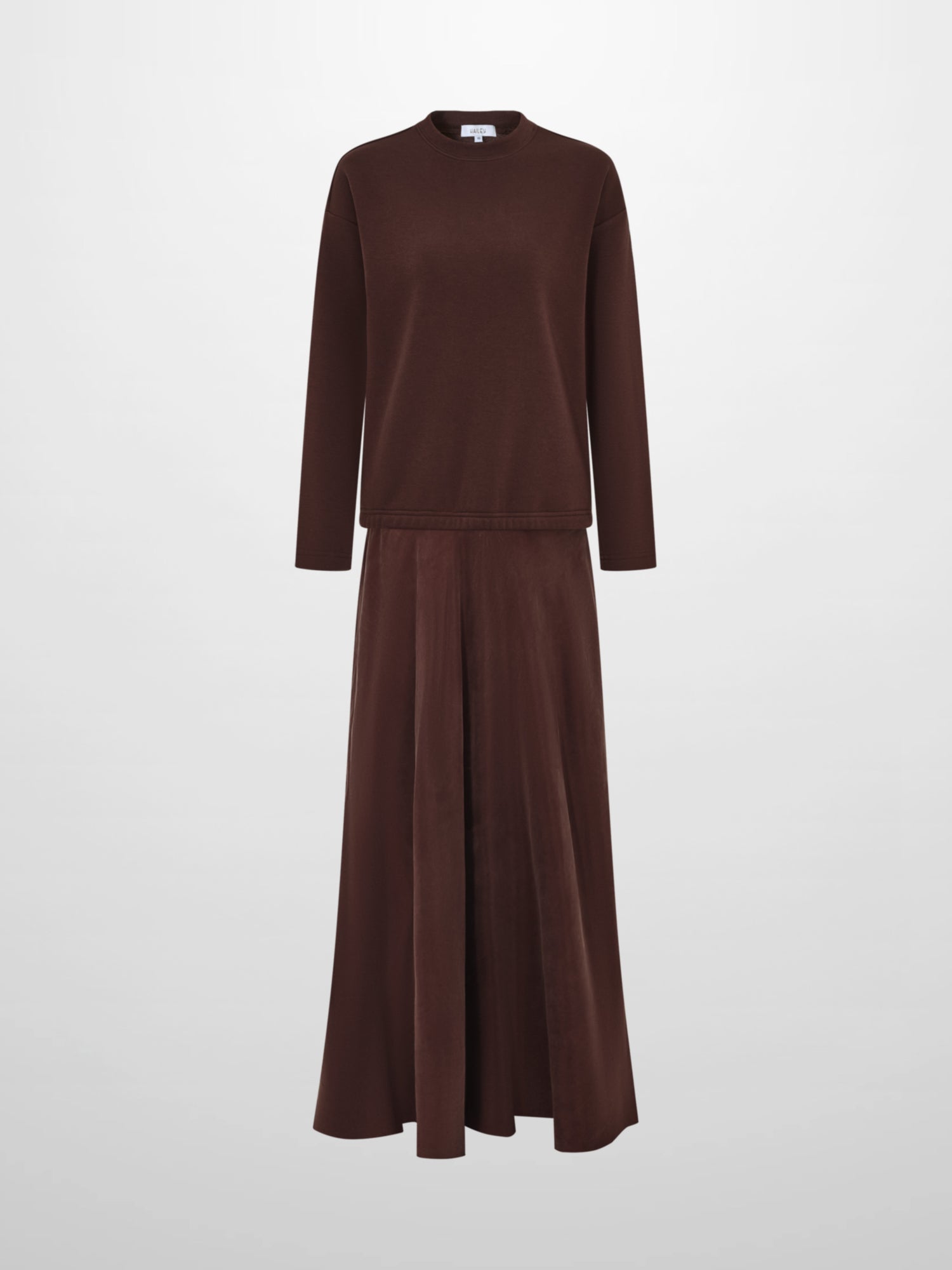Cupro Bottom Sweatshirt Dress-Brown