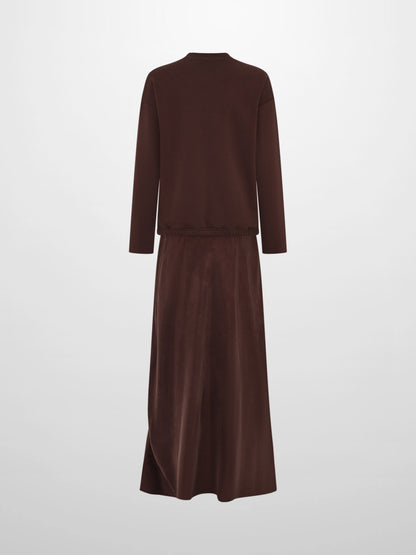 Cupro Bottom Sweatshirt Dress-Brown