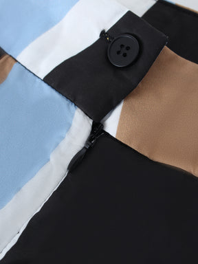 Multi Stripe Skirt-Tan/Blue/White