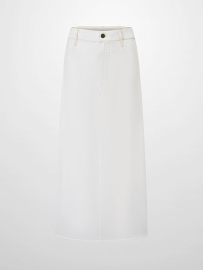 Lightweight A-Line Skirt-Solid White