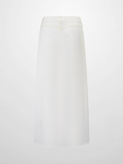 Lightweight A-Line Skirt-Solid White