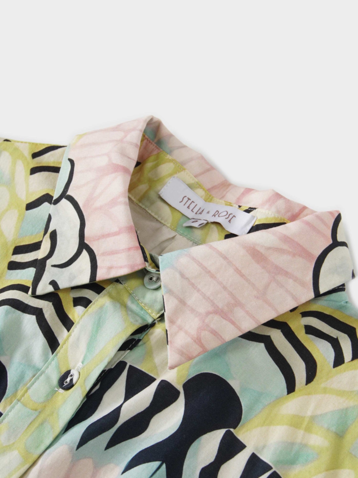 Printed Cotton Belted Shirtdress-Pastel Cloud