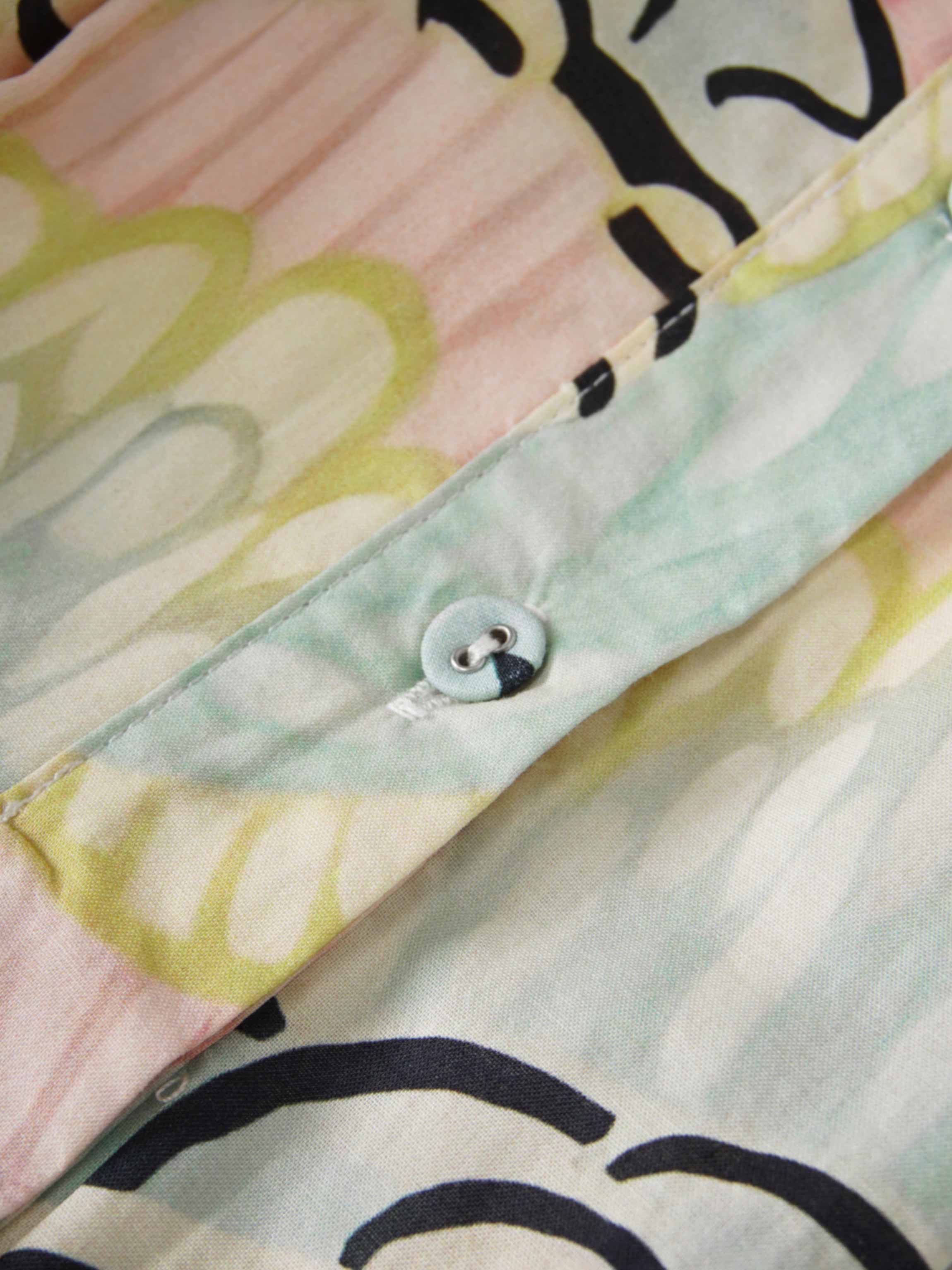 Printed Cotton Belted Shirtdress-Pastel Cloud