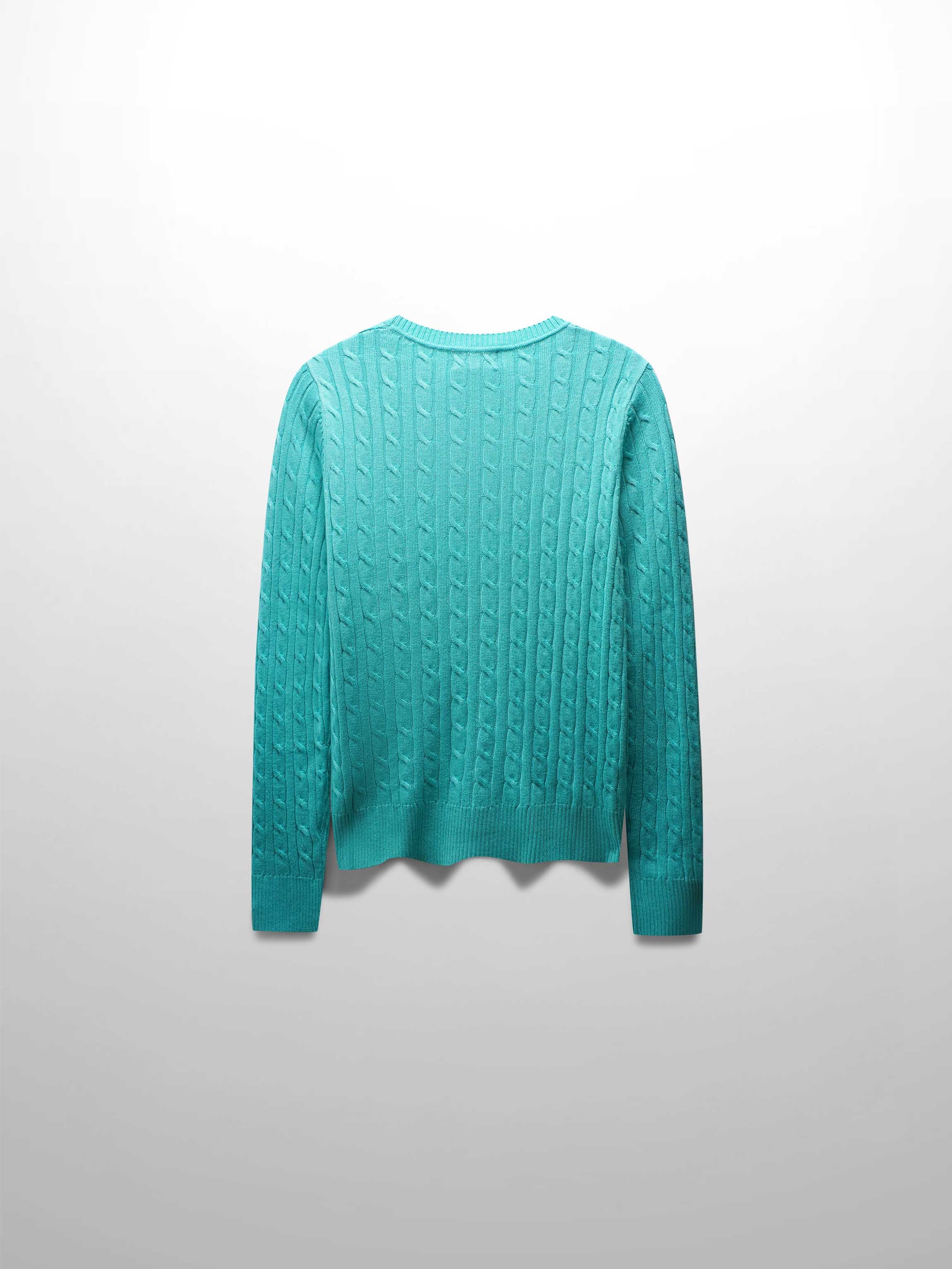 Knit Cable Sweater-Aqua