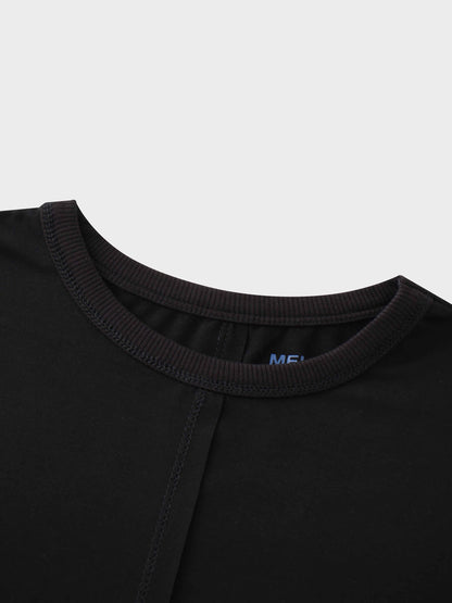 RIBBED BOTTOM T-SHIRT-BLACK
