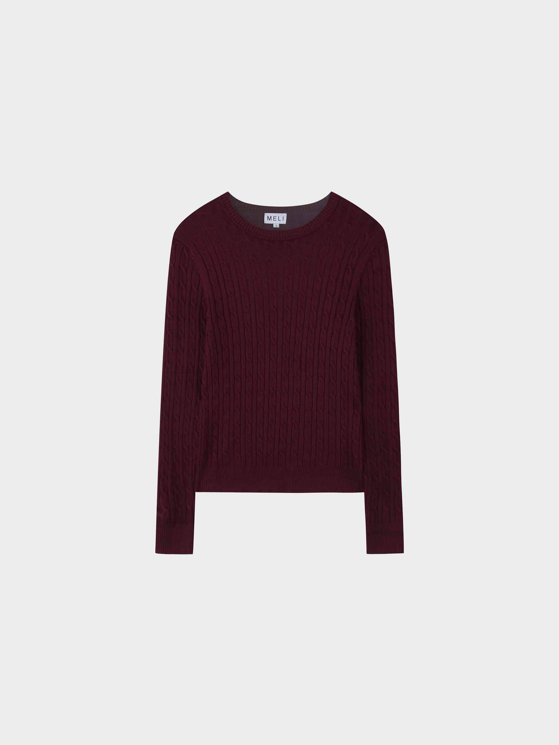 Knit Cable Sweater-Burgundy