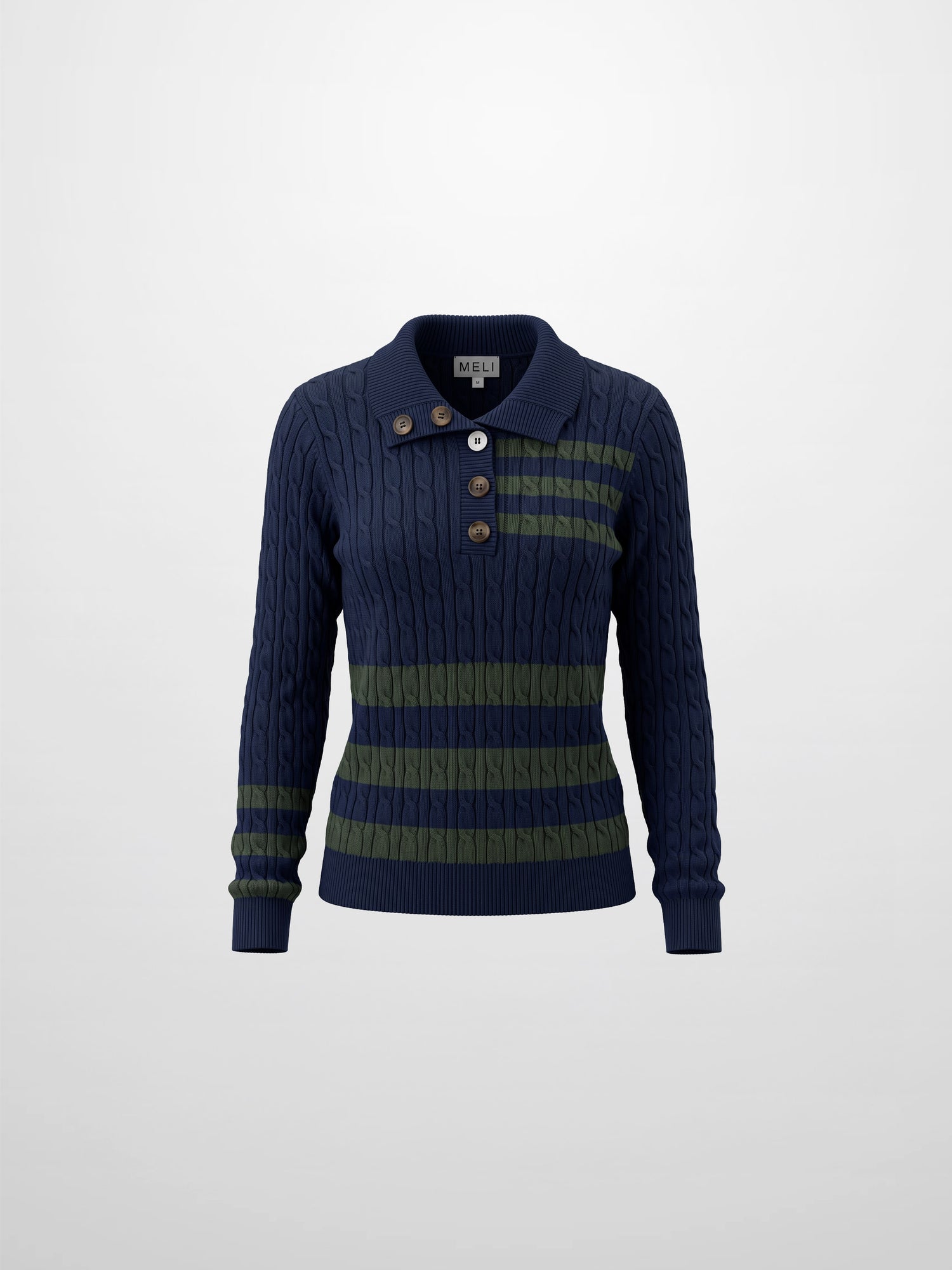 Mix Stripe Cable Sweater - Blue and Green