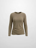 Bottom Crossover Knit Top - Tan