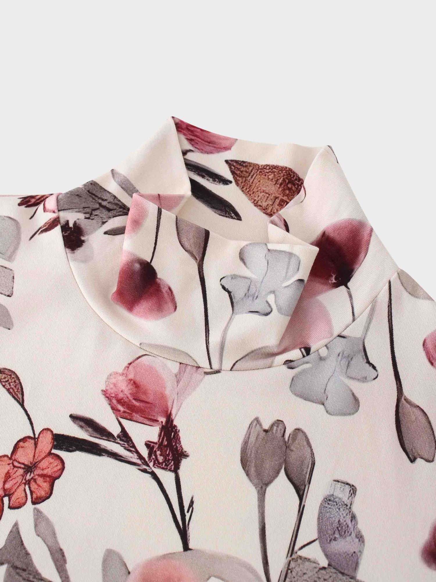 Printed Modal Turtleneck-Floral Fawn